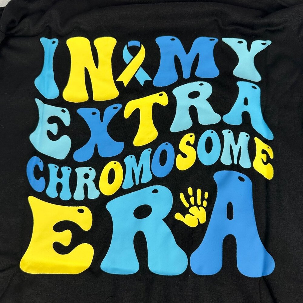 Extra Chromosome Era Black Ribbon T-Shirt For Women Size M Support Graphic Tee